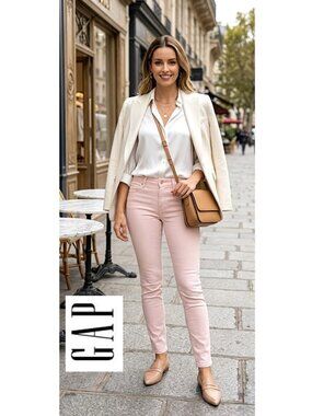 GAP -  Cotton blend light pink high riseskinny jeans